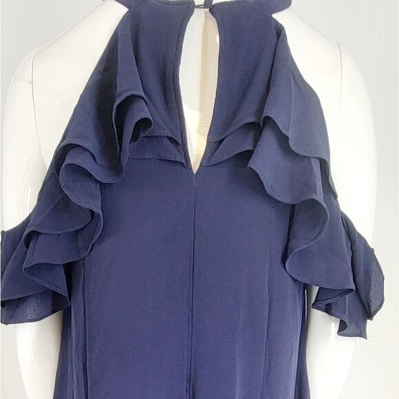 Very Demure Navy Cold Shoulder A-Line Dress plus size NWT - Picture 4 of 8